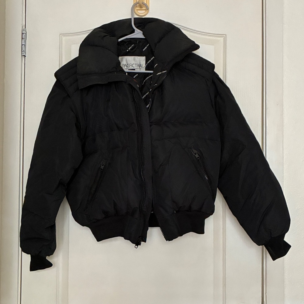Pacific Trail Puffer Down Jacket Women Size M Black Retro Goose Down Skiing